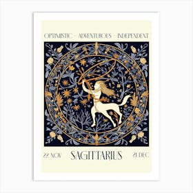 Sagittarius William Morris Zodiac Astral Sign Art Print