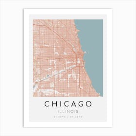 Chicago Map Print - Rococo style Art Print