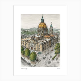 Mexico City Mexico Drawing Pencil Style 1 Travel Poster Art Print