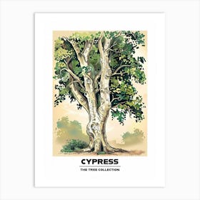 Cypress Tree Storybook Illustration 4 Poster Art Print