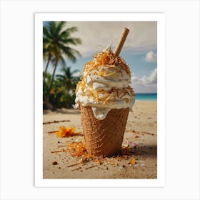 Ice Cream Cone On The Beach 2 Art Print