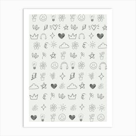 Doodle Pattern Art Print