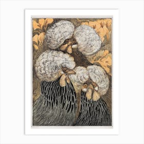 Three Crested Chickens, Theo Van Hoytema Art Print