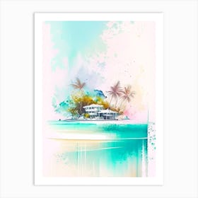 The Maldives Maldives Watercolour Pastel Tropical Destination Art Print