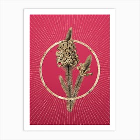 Gold Heather Briar Root Bruyere Glitter Ring Botanical Art on Viva Magenta n.0098 Art Print