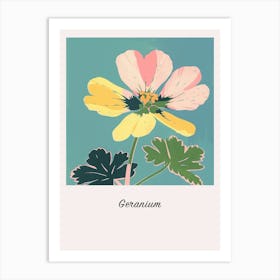 Geranium 2 Square Flower Illustration Poster Art Print