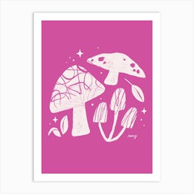 Abstract Mushrooms Pink    Art Print