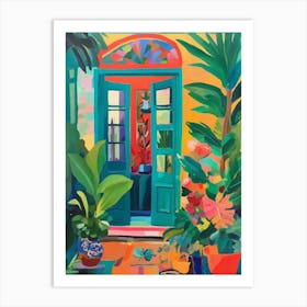 Tropical house Door and bright plants Poster