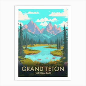 Grand Teton National Park Vintage Travel Poster 2 Art Print