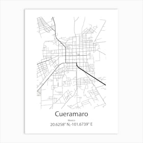 Cueramaro,Mexico Minimalist Map Art Print