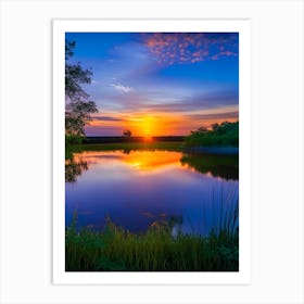 Sunset Over Pond Waterscape Photography 1 Art Print