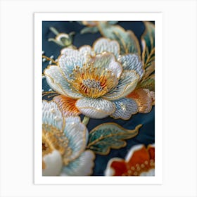 Embroidered Flowers 12 Art Print