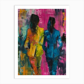 Two Women Walking 2 Art Print