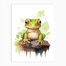 A Frog  Watercolour In Autumn Colours 1 Art Print