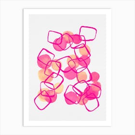 Pink Shapes Chain 1 Art Print