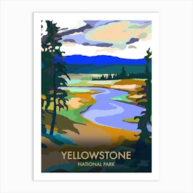 Yellowstone National Park Matisse Style Vintage Travel Poster 3 Art Print