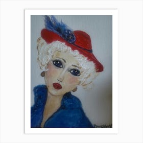 Lady In A Red Hat Art Print