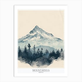 Mount Kenya Color Line Drawing 5 Poster Art Print