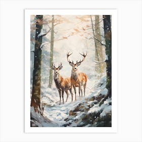 Winter Watercolour Deer 2 Art Print
