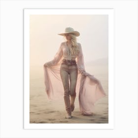 Cowgirl On Beach 2 Art Print