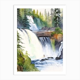 The Lower Falls Of The Lewis River, United States Water Colour  (1) Art Print