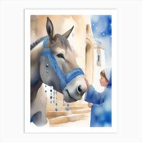 Girl With Donkey Art Print