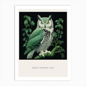 Ohara Koson Inspired Bird Painting Great Horned Owl 1 Poster Art Print