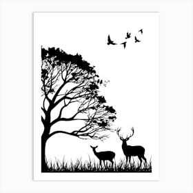 Deer In The Forest Art Print