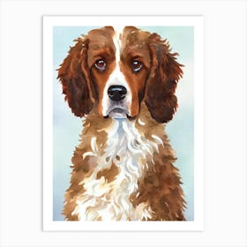 American Water Spaniel 3 Watercolour Dog Art Print