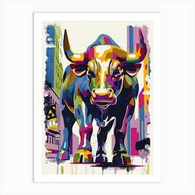 Wall Street Bull New York Colourful Silkscreen Illustration 1 Art Print