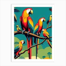 Parrots In The Jungle Art Print