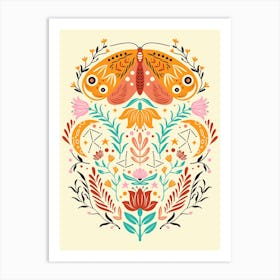 Colorful Butterfly Boho Botanical Art Print