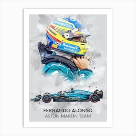 Fernando Alonso Aston Martin 1 Art Print