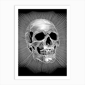 Skull With Sun Ray waves Art Print