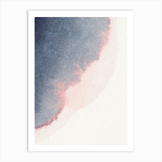 Sand Pink And Navy Watercolour 2 Art Print