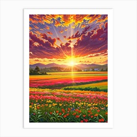 Sunset In The Field 24 Art Print