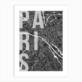Paris Mono Street Map Text Overlay Art Print