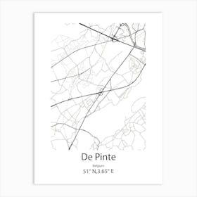 De Pinte,Belgium Minimalist Map Art Print