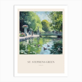 St Stephens Green Dublin 4 Vintage Cezanne Inspired Poster Art Print