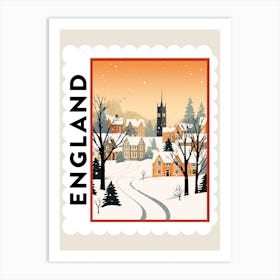 Retro Winter Stamp Poster Canterbury United Kingdom 4 Art Print