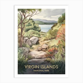 Virgin Islands National Park Watercolour Vintage Travel Poster 3 Art Print