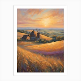 Sunset In The Wheat Field 2 Art Print