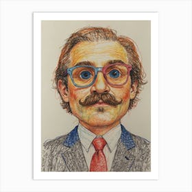 Portrait Of A Man With Glasses Art Print