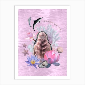 Mermaids Are Real. Pink Collage Art Print