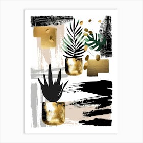 Gold And Black Abstract Painting 35 Art Print