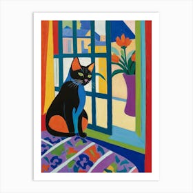 Cat By The Window Style Henri Matisse Art Print