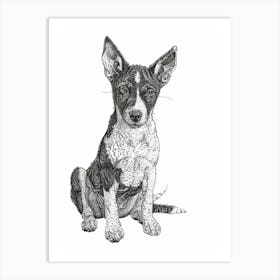 Basenji Dog Line Sketch 2 Art Print