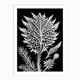 Milk Thistle Leaf Linocut Art Print