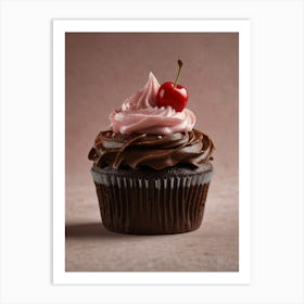 Chocolate Cupcake With Cherry Art Print