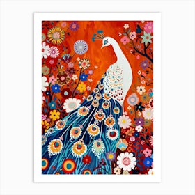 White Peacock Painting 4 Art Print